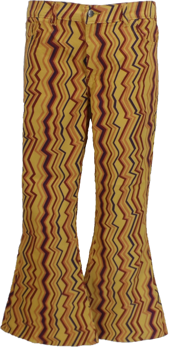 Run & Fly Mens Vintage 60s 70s ZigZag Bell Bottom Super Flares