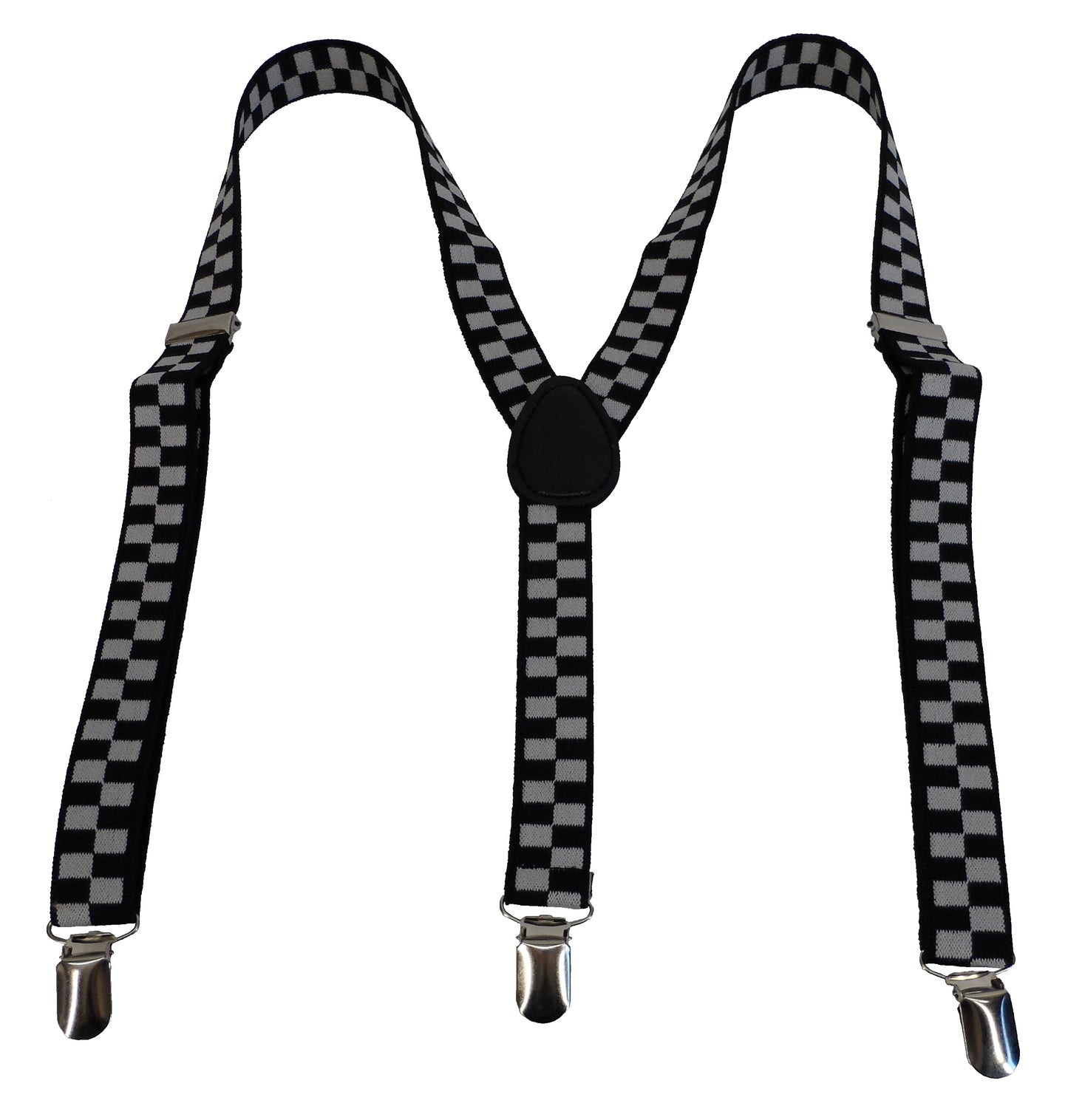 Mazeys Mens 1 Inch Black and White Checkerboard Braces