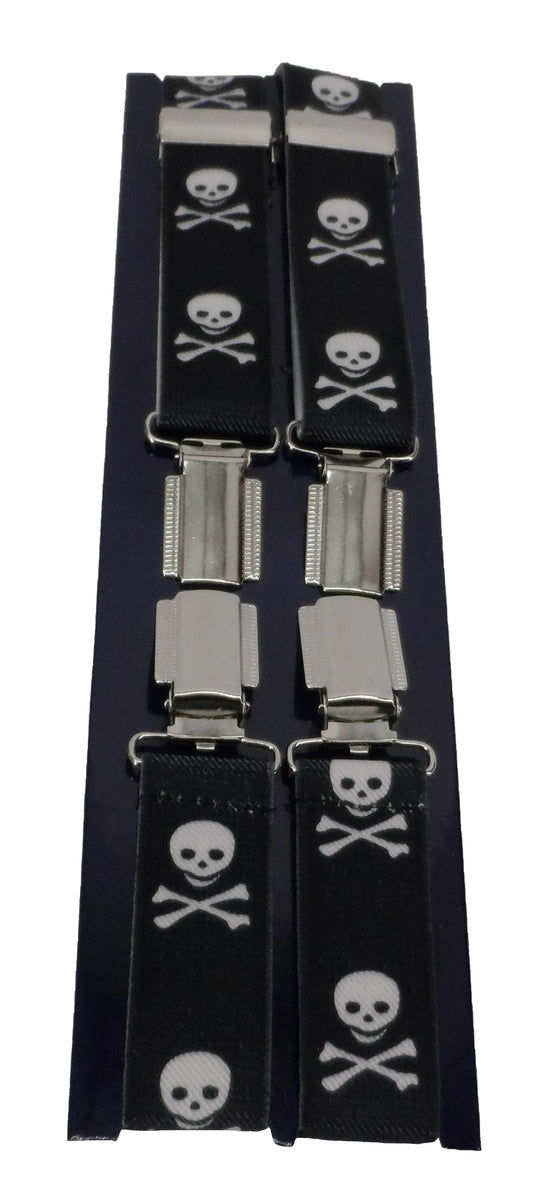 Mazeys Herren-Hosenträger mit Totenkopf, hergestellt in England, 25 mm, Schwarz