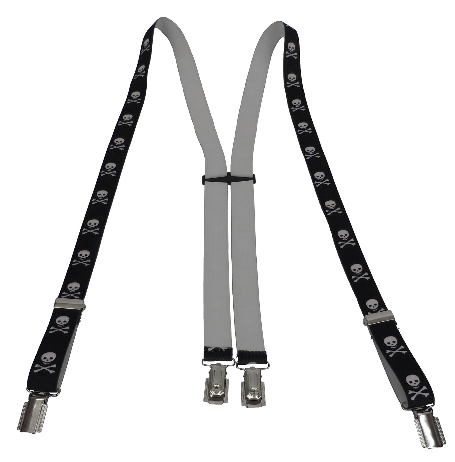 Mazeys Mens Made in England One Inch 25mm Black Skull Braces