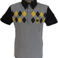 Gabicci Vintage herre sort/grå/dijon argyle poloshirt