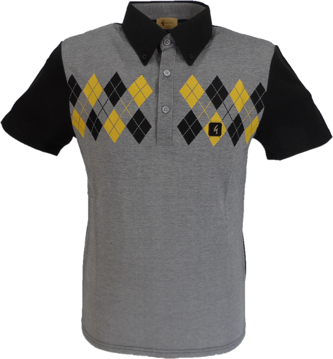 Gabicci Vintage polo homme noir/gris/dijon argyle