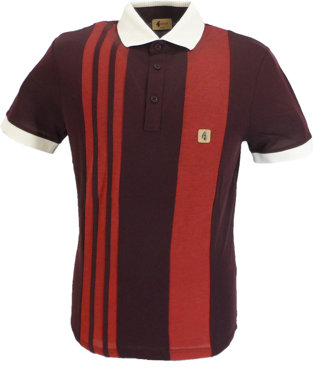 Gabicci Vintage Mens Rioja Red Stripe Retro Polo Shirt