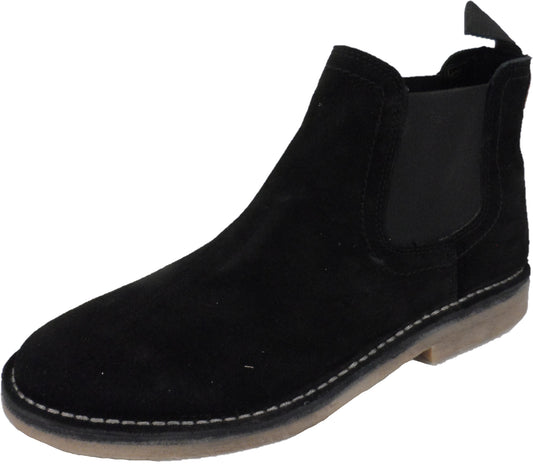 Hush Puppies Mens Black Real Suede Chelsea Desert Boots