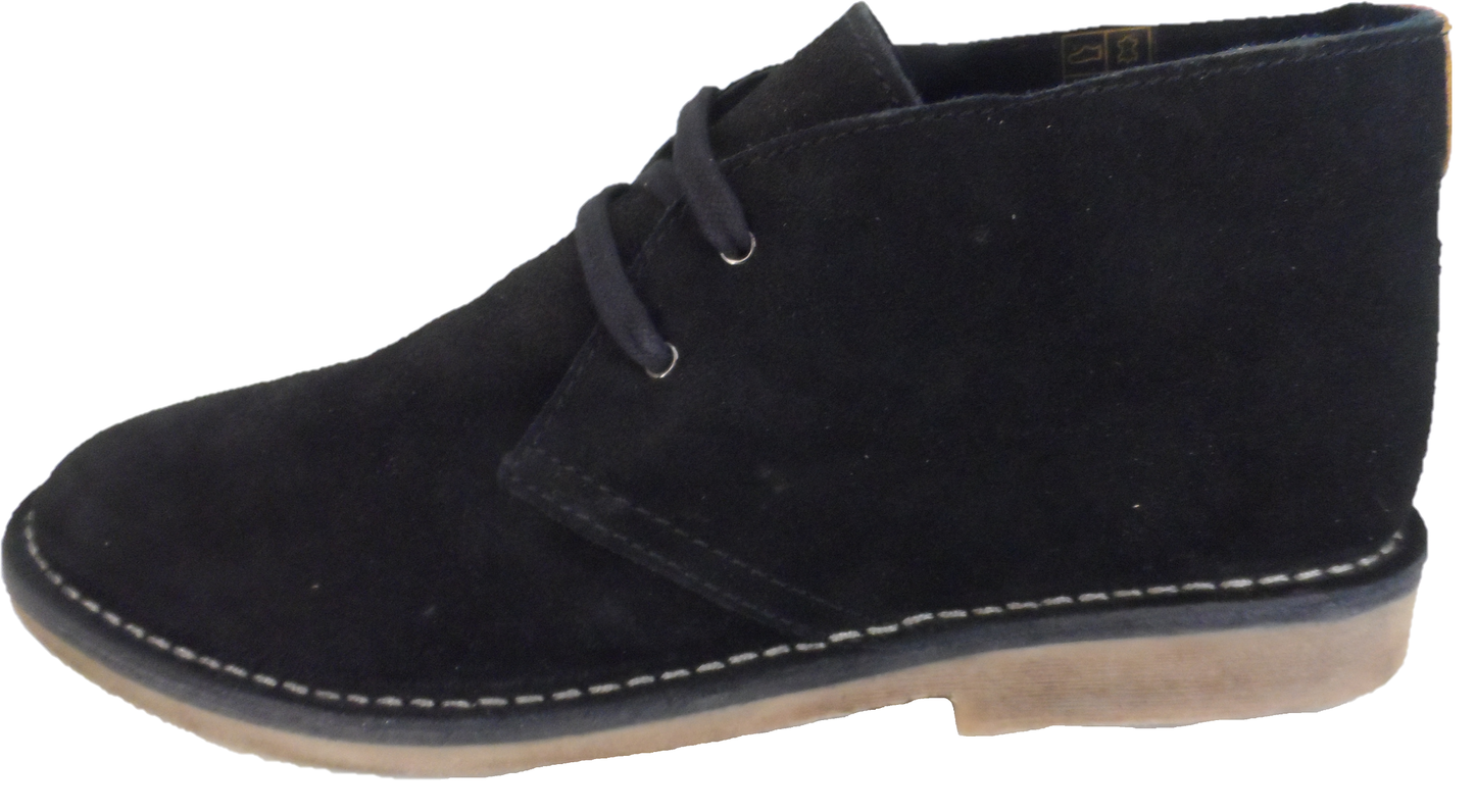 Hush Puppies Mens Black 2 Eyelet Real Suede Desert Boots