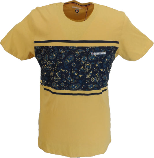 Lambretta Herren-T-Shirt mit goldenem Paisleymuster aus 100 % Baumwolle