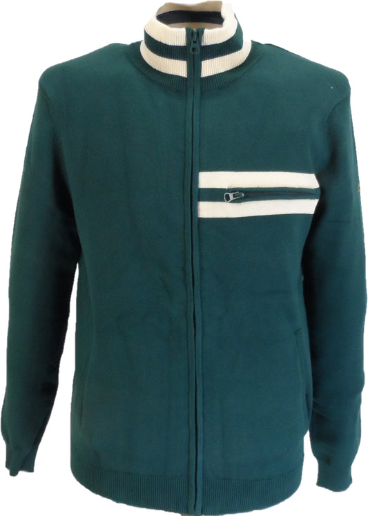 Cardigan zippé à col cheminée tricoté pour homme vert Merc Preston