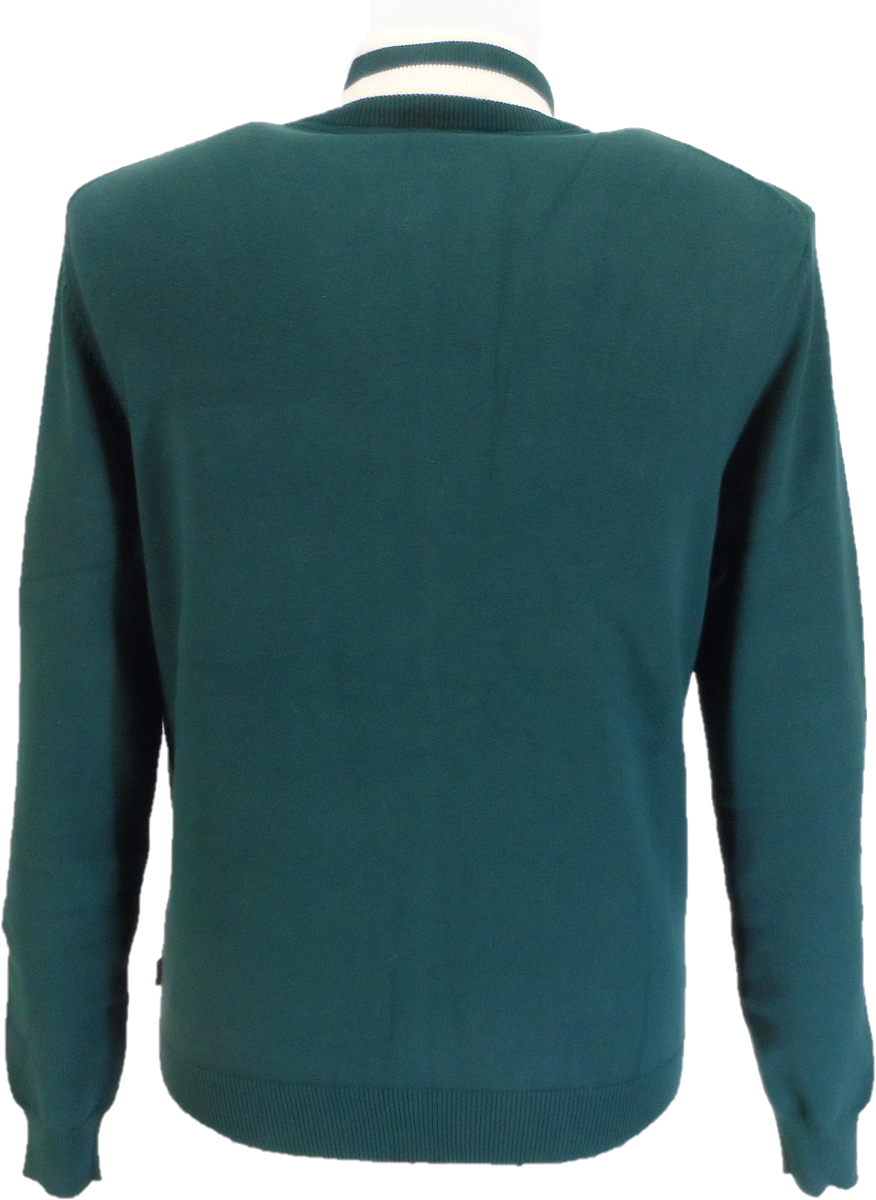 Merc Preston Green Mens Knitted Funnel Neck Zip Cardigan