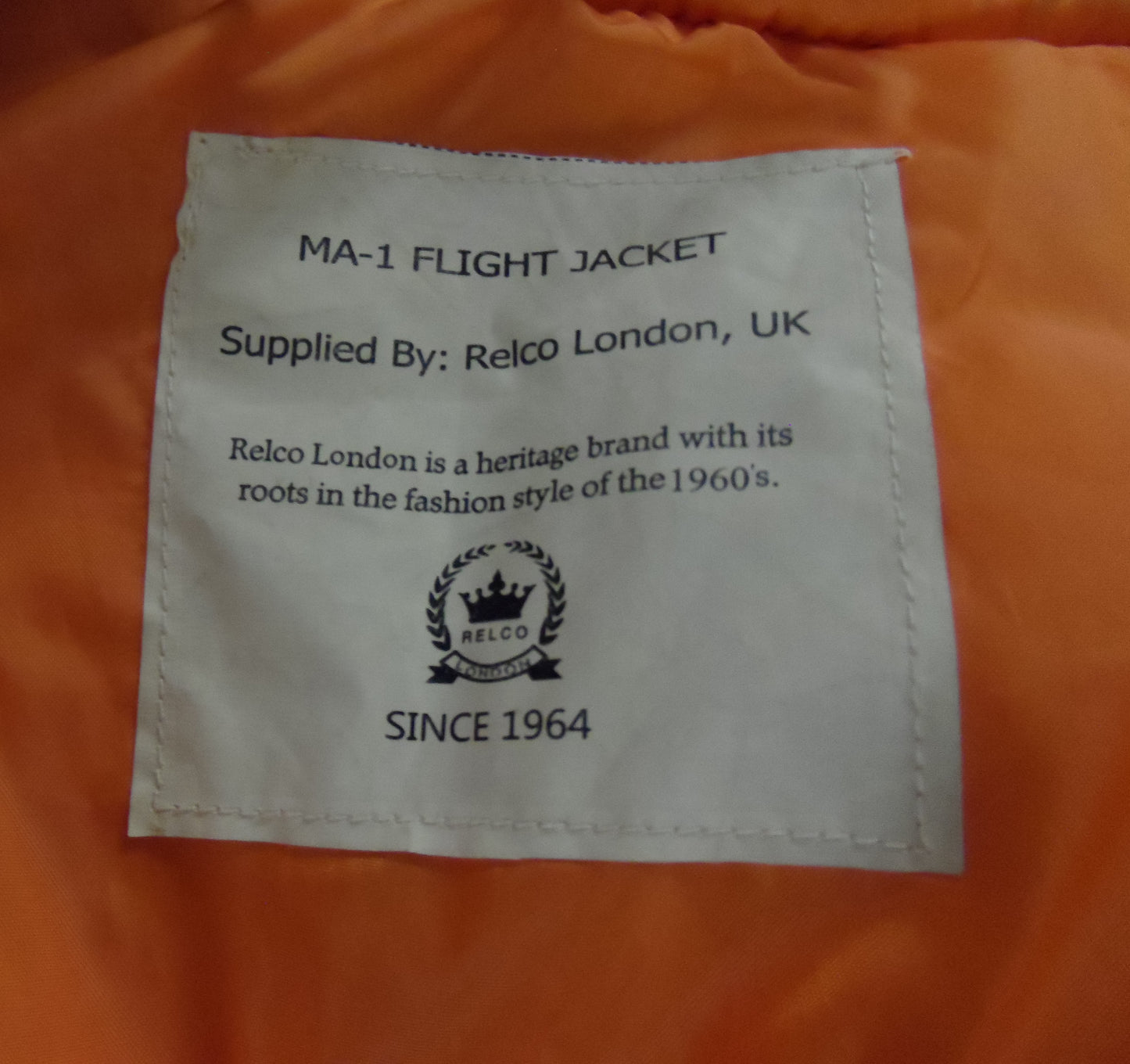 Relco MA-1 Olive Green Flight Pilot Bomber Jackets