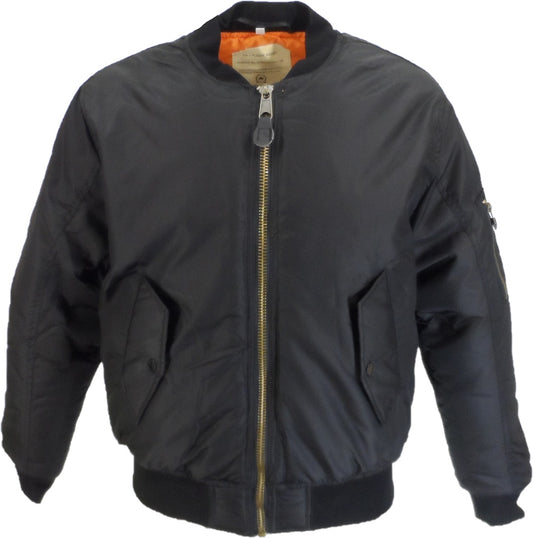 Blouson aviateur noir Relco ma-1 pour pilote de vol