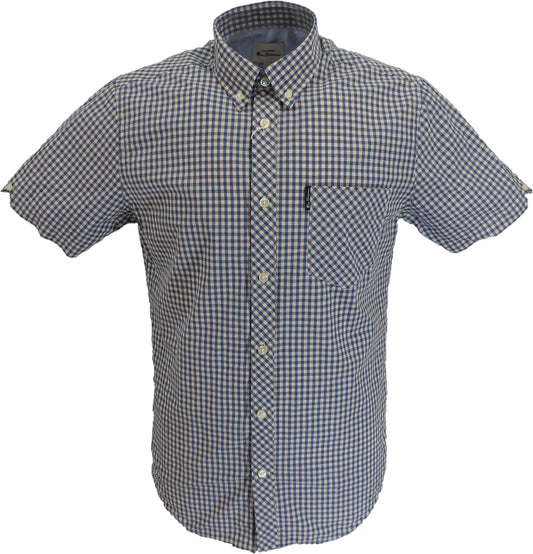 Ben Sherman Mens Persian Blue Gingham Short Sleeved Shirt