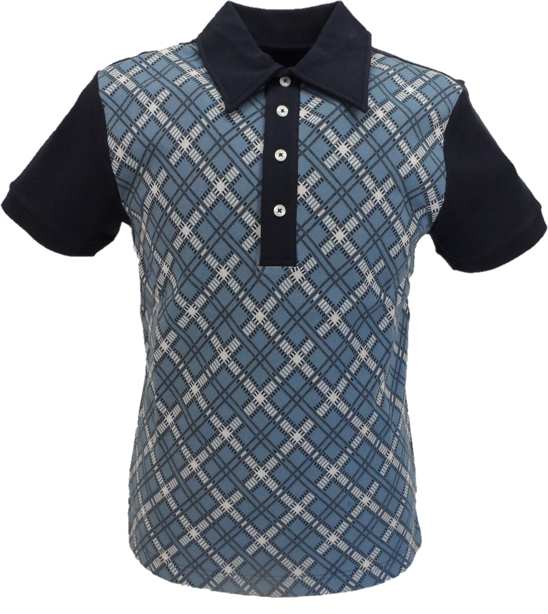 Ska & Soul Blue Argyle Jacquard Panel Polo Shirt