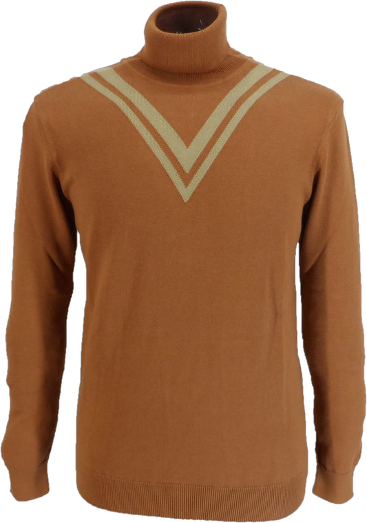 Ska & Soul Ginger Twin-V Fine Gauge Roll Neck Jumper