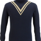 Ska & Soul Navy Twin-V Fine Gauge Roll Neck Jumper