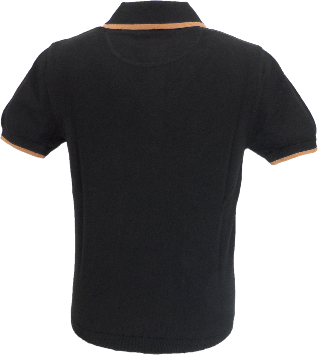 Trojan Records Mens Black Zipped Knitted Polo Shirt