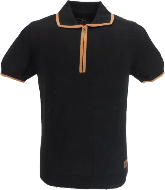 Trojan records polo tricoté zippé noir homme