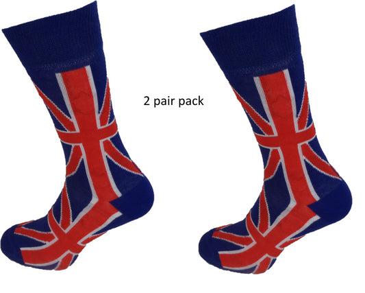 Ladies 2 Pair Pack Union Jack Socks