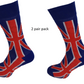 Mens 2 Pair Pack of Retro Union Jack Socks