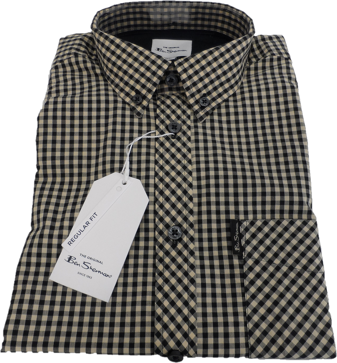 Ben Sherman Mens Black Gingham Check Short Sleeved Shirts …