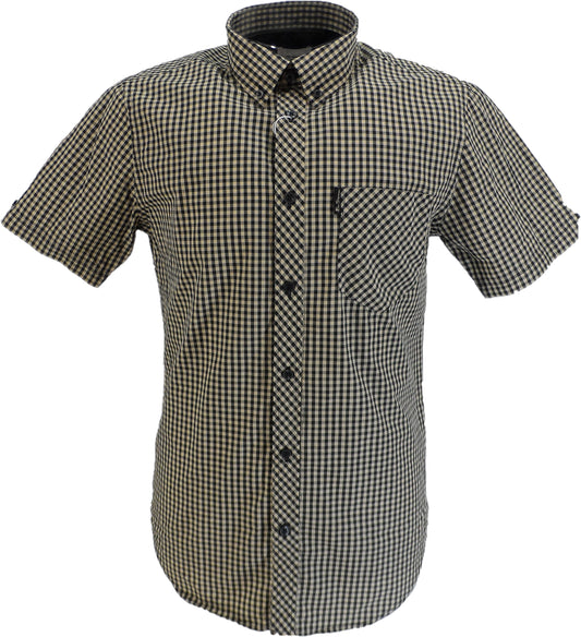 Ben Sherman Herren-Hemden mit schwarzen Gingham-Karomuster und kurzen Ärmeln …