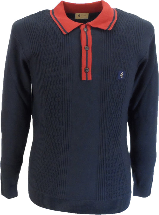 Gabicci polo tricoté rétro texturé bethal bleu marine pour homme