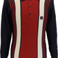 Gabicci Vintage Navy Rosso Searle Multi Stripe Knitted Polo