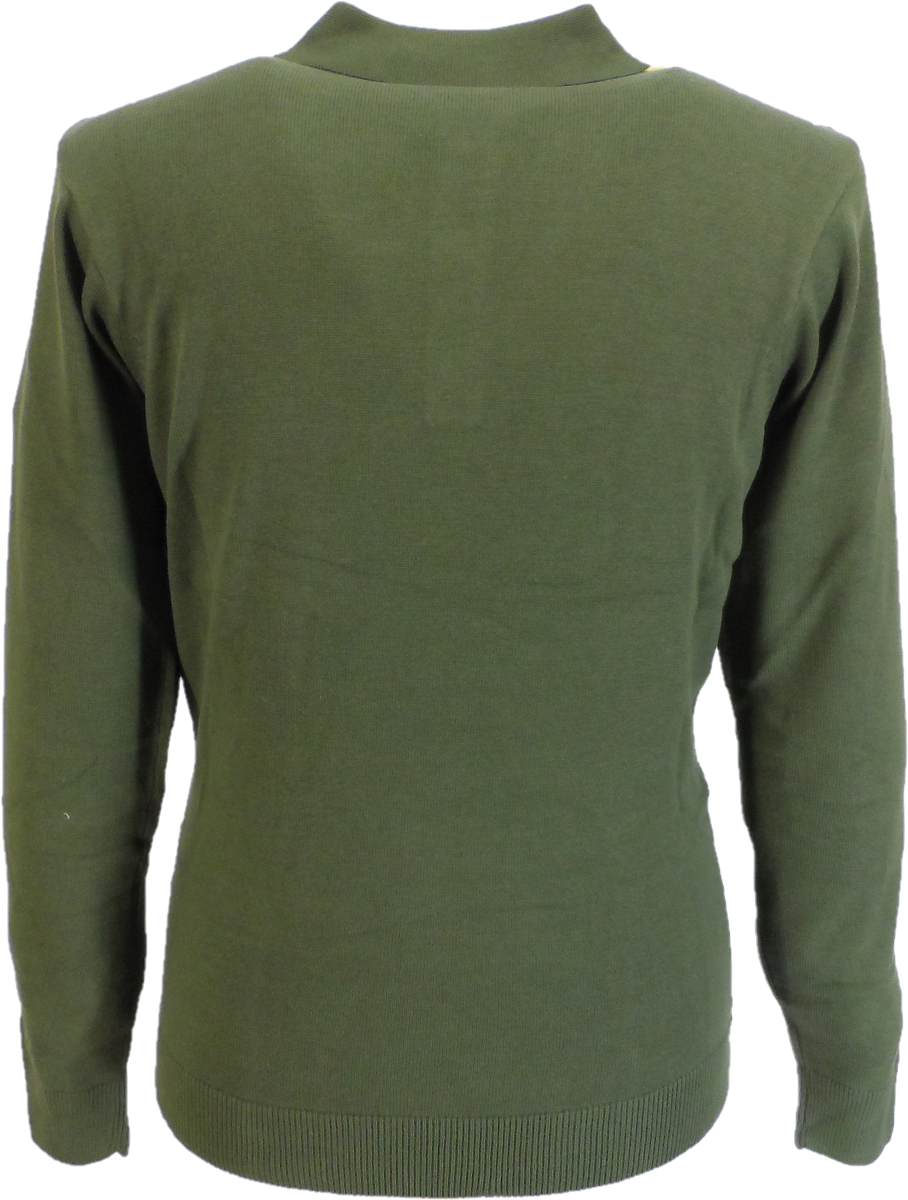 قميص بولو محبوك باللون الأخضر للرجال Gabicci Vintage Argyle Olivio