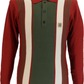 Gabicci Vintage rosso olivio searle polo tricoté à rayures multiples