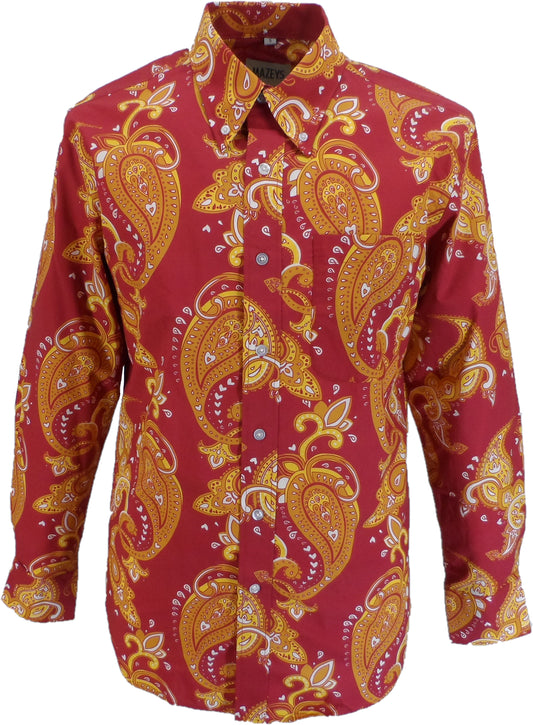 Camicia paisley psichedelica da uomo anni '70 rosso intenso