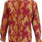 Dunkelrotes psychedelisches Paisley-Hemd für Herren im Stil der 70er Jahre