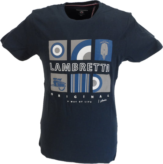 Lambretta camiseta retro con icono de caja azul marino para hombre