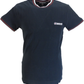 Lambretta Navy Blue England 100% Cotton Tipped Pique Retro T Shirt