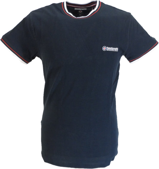 Lambretta camiseta retro de piqué con ribetes de algodón 100% Inglaterra azul marino