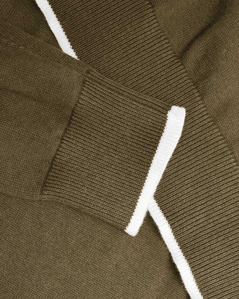 Lambretta Mens Lichen Green Tipped Collar Knitted Polo Shirt