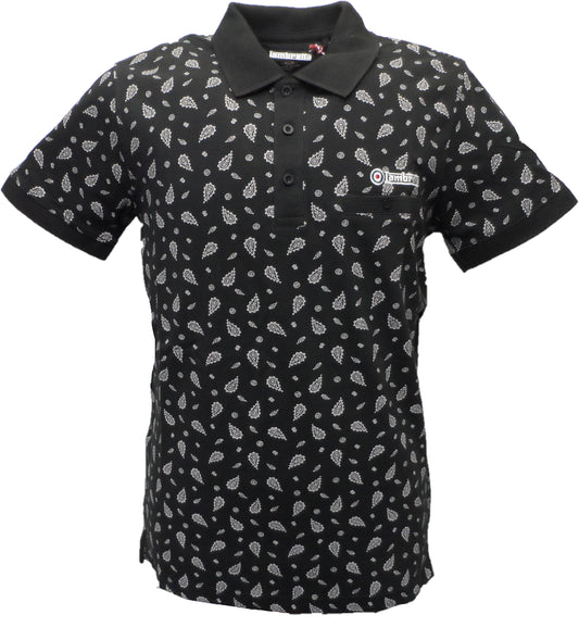 Lambretta Black/Grey Paisley Print Polo Shirts