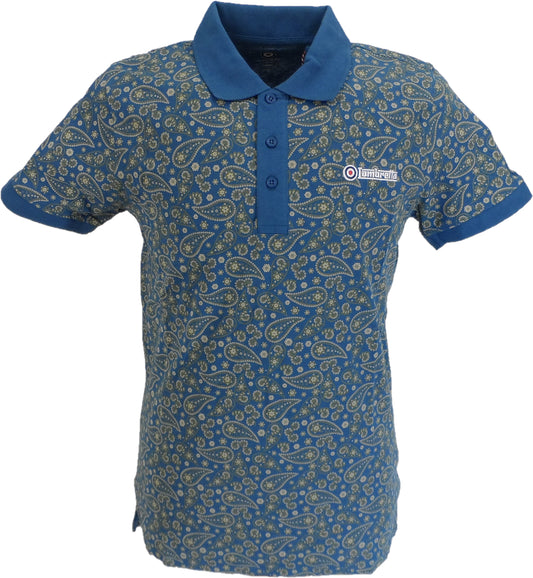 Lambretta Dark Blue Paisley Print Cotton Polo Shirts