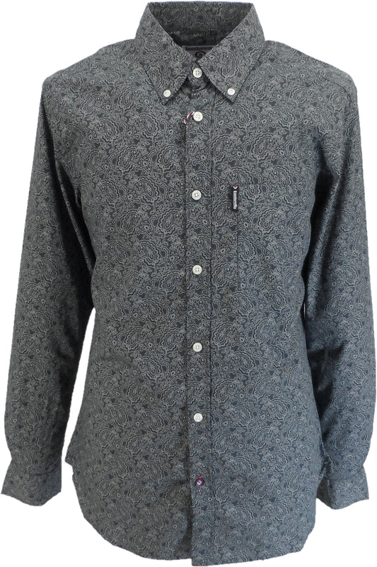 Chemise rétro boutonnée noire à imprimé cachemire Lambretta