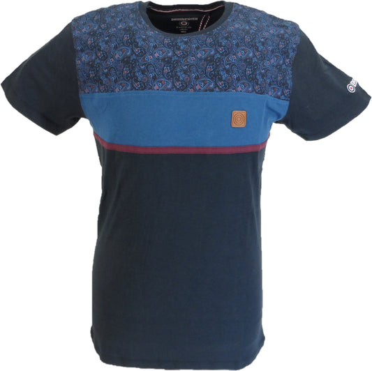 Lambretta Mens Navy Blue Panel Paisley T-Shirt