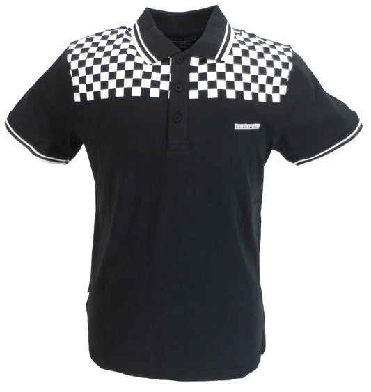 Lambretta Mens Black & White Retro Two Tone Tipped Polo Shirts