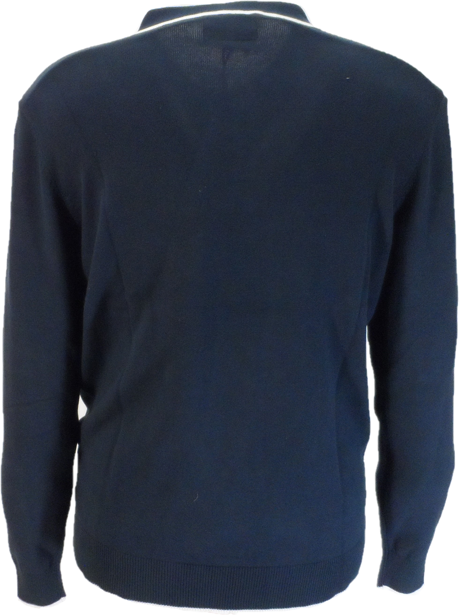 Polo da uomo in maglia con colletto a punta blu navy Lambretta