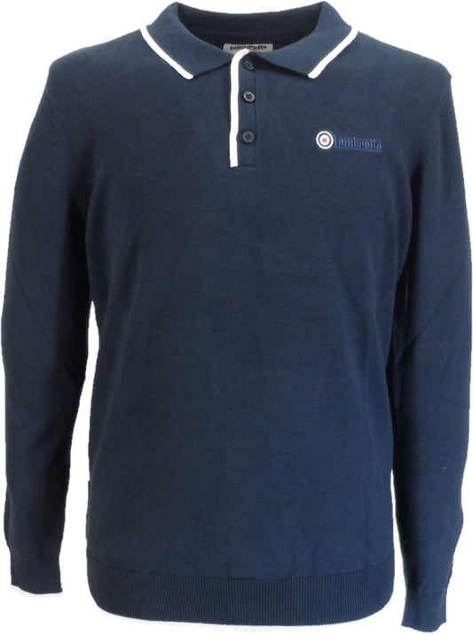 Marineblaues Strick-Poloshirt für Herren Lambretta