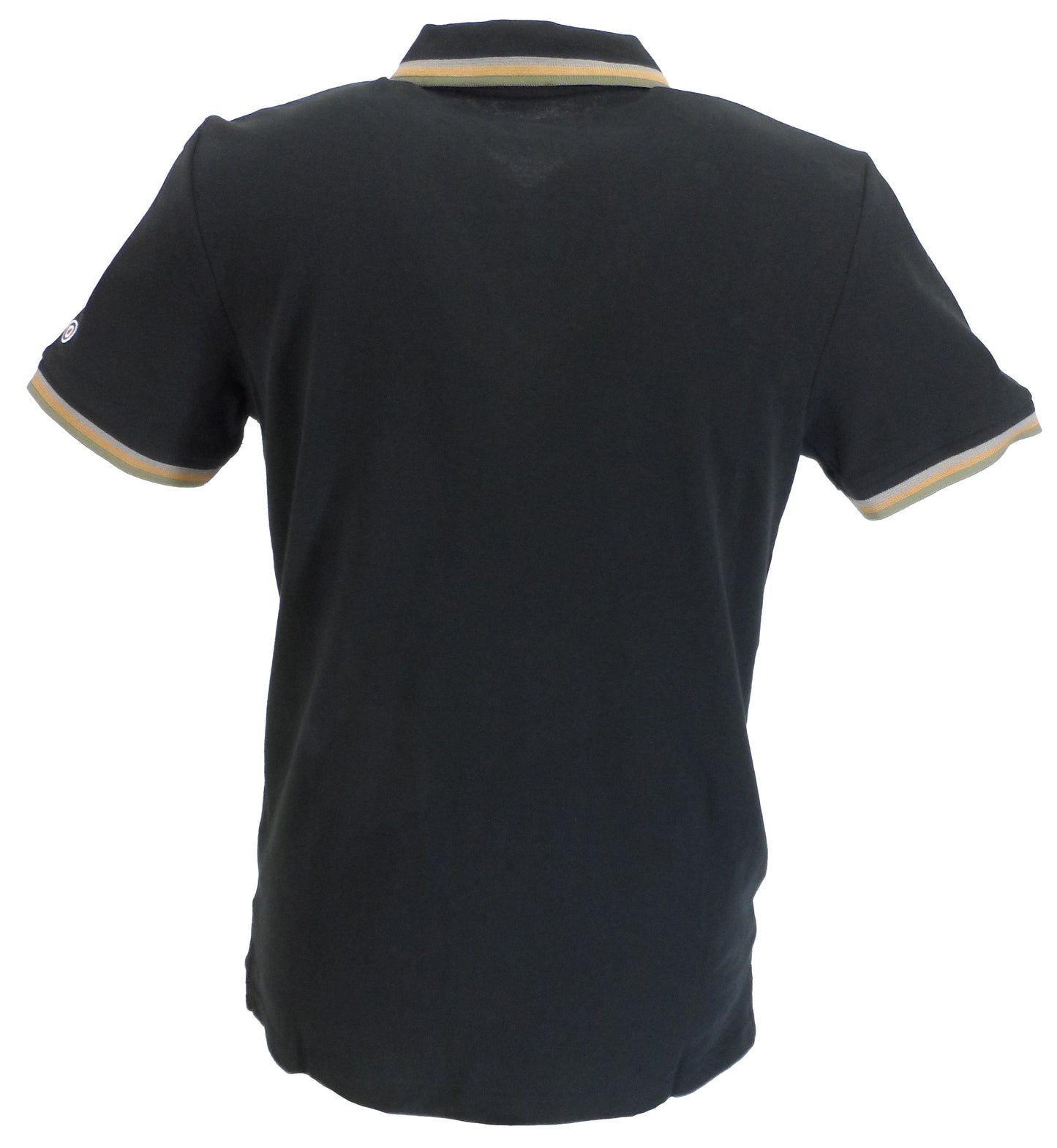 قمصان بولو Lambretta باللون الأسود/الرمادي/الذهبي/الأخضر بشعار Retro Target مصنوع من القطن بنسبة 100%