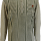 Lambretta Mens Stone/Green Check Zip Knitted Polo Shirt