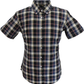 Relco Ladies Retro Black/Blue Check Button Down Short Sleeved Shirts