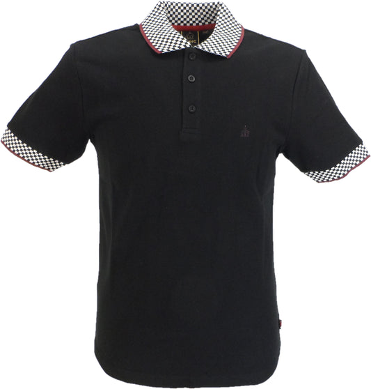 Merc Mens Black Checkerboard Trim Garfield Polo Shirt