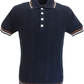 Marineblaues gestricktes Pointelle-Poloshirt für Herren Ska & Soul