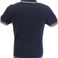 Ska & Soul Mens Navy Blue Knitted Pointelle Polo Shirt