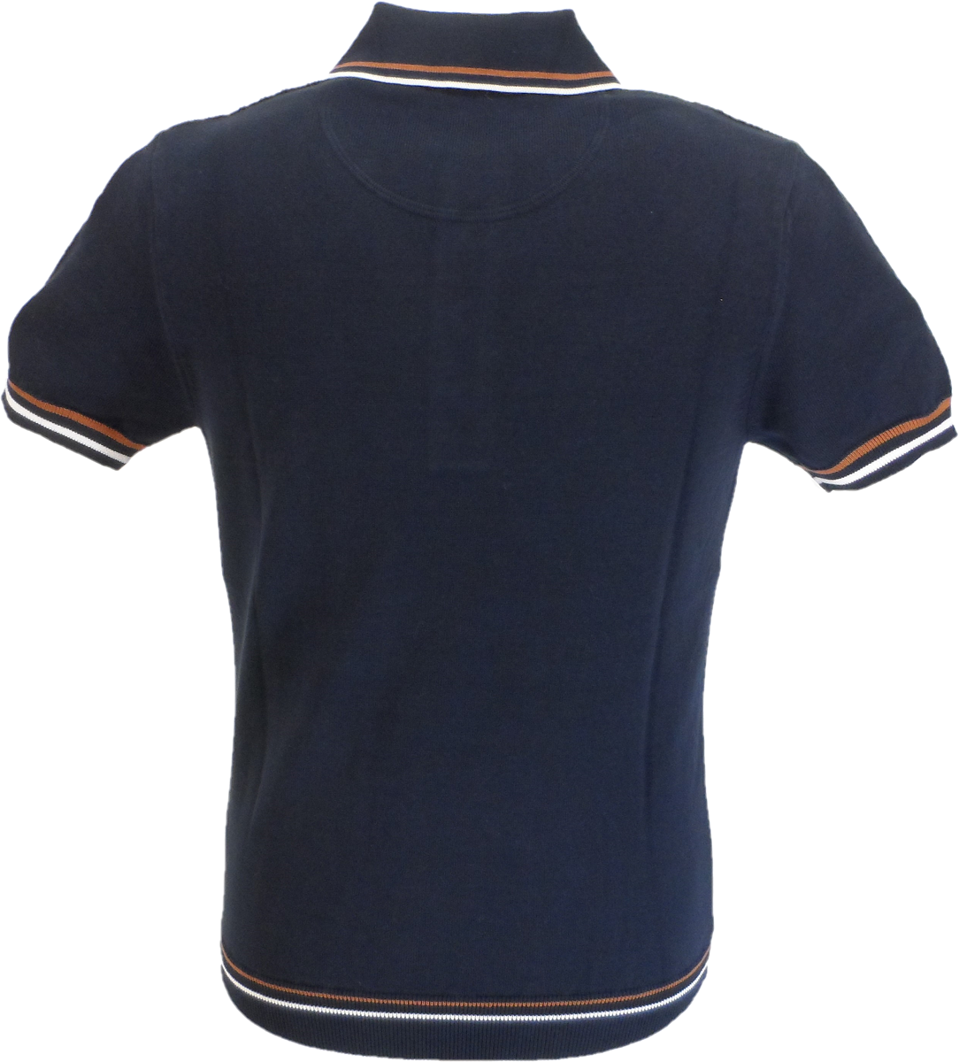 Ska & Soul Mens Navy Blue Knitted Pointelle Polo Shirt