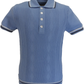 Himmelblaues gestricktes Pointelle-Poloshirt für Herren Ska & Soul