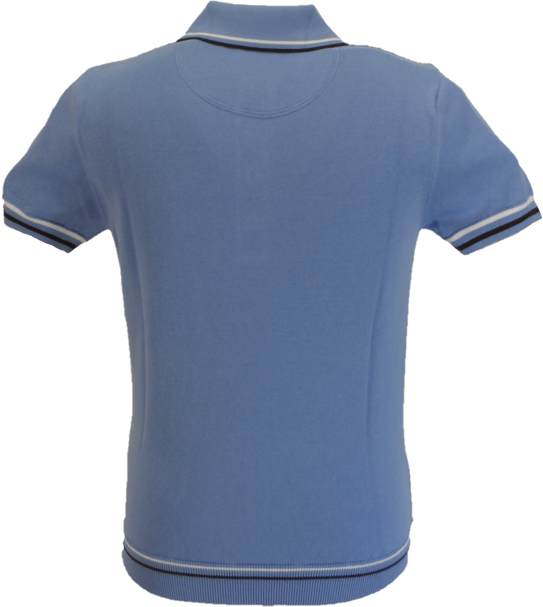 Ska & Soul Mens Sky Blue Knitted Pointelle Polo Shirt